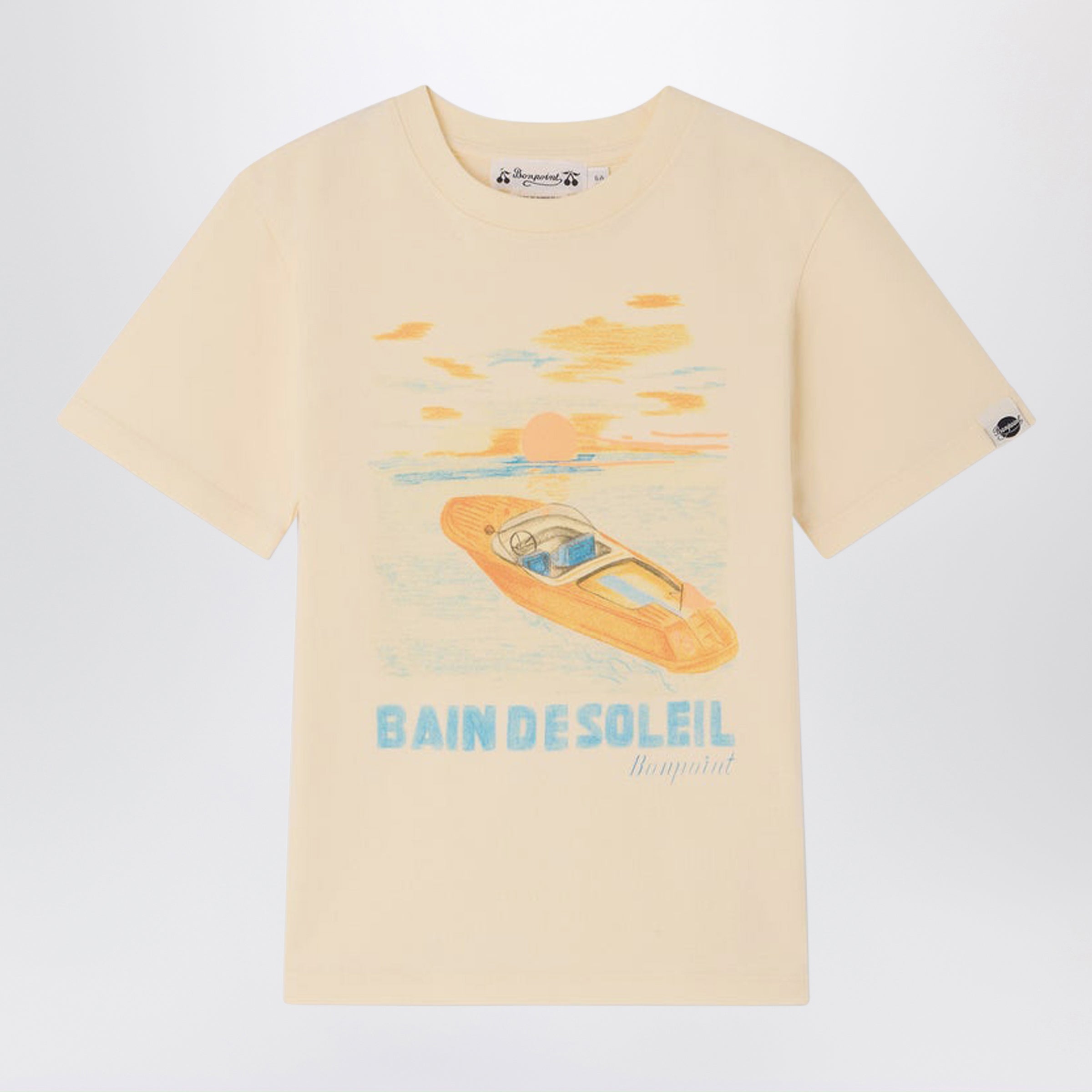 Thibald écru T-shirt with Bain de Soleil print