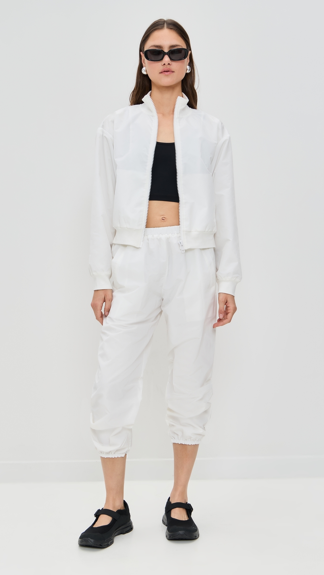Eugenia Kim LOVE Martina Optic White Tennis Warm-Up Pants With Ankle Side Zippers Optic White