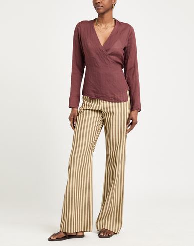 Woman Top Chocolate brown Size L Ramie