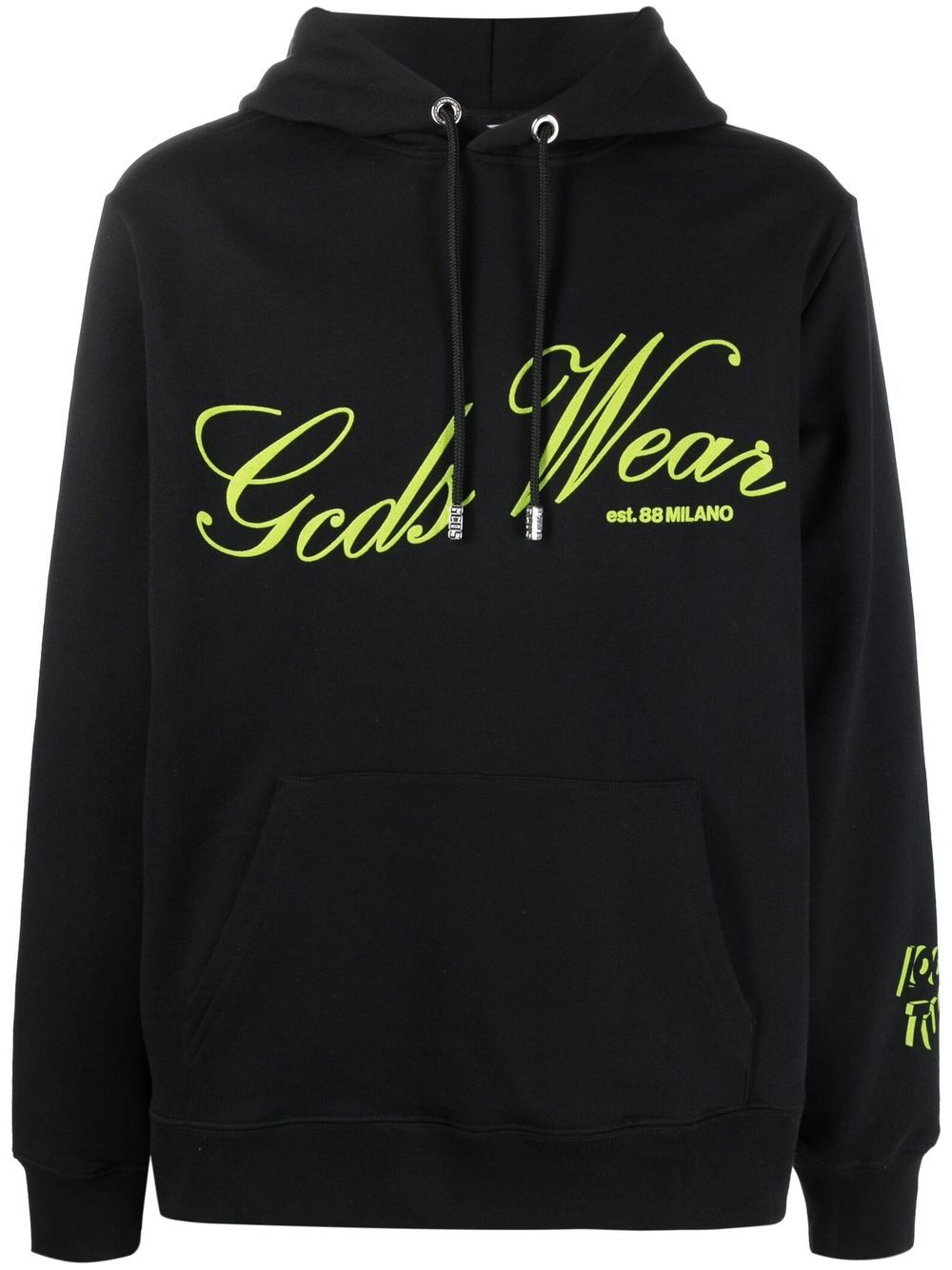 Slogan-print pullover hoodie - Black