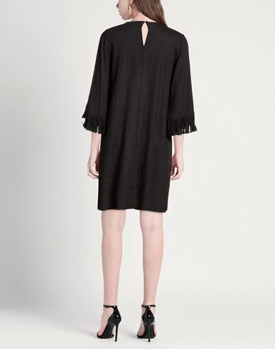 Woman Mini dress Black Size S Linen, Viscose