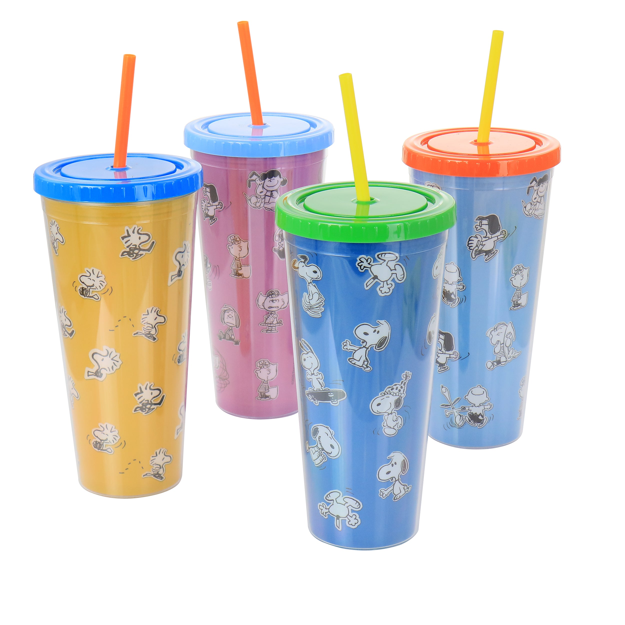 70th Anniversary 4 Piece Plastic 23.6oz Tumbler set with Lid and Straw in Assorted Colors