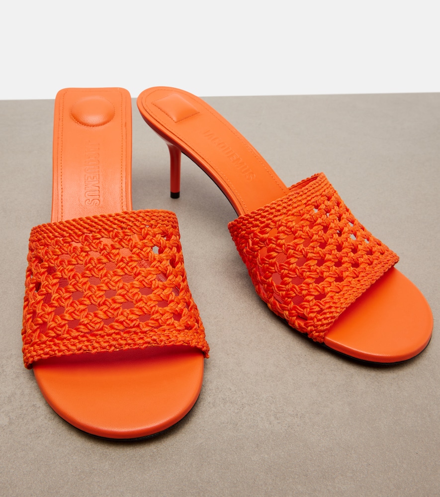 Cubisto woven raffia-effect mules