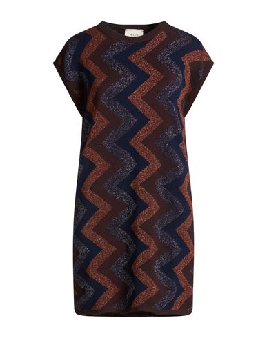 Woman Mini dress Dark brown Size ONESIZE Viscose, Polyester, Metallic Polyester, Polyamide