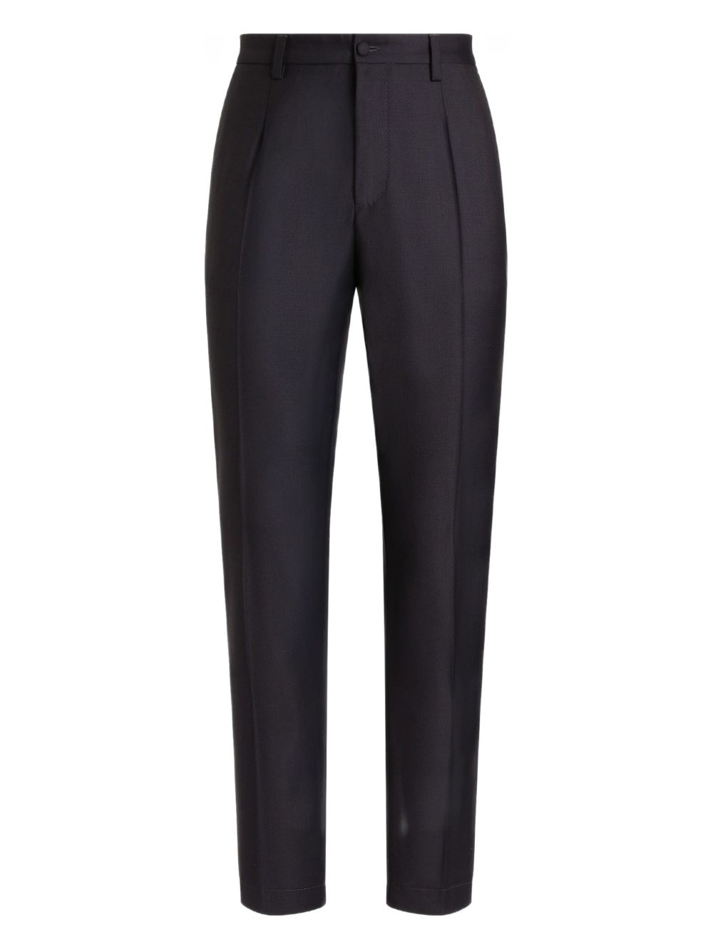 Size 48 Virgin Wool Trousers with Fabric Waistband, Back Elastic, and Side Pockets