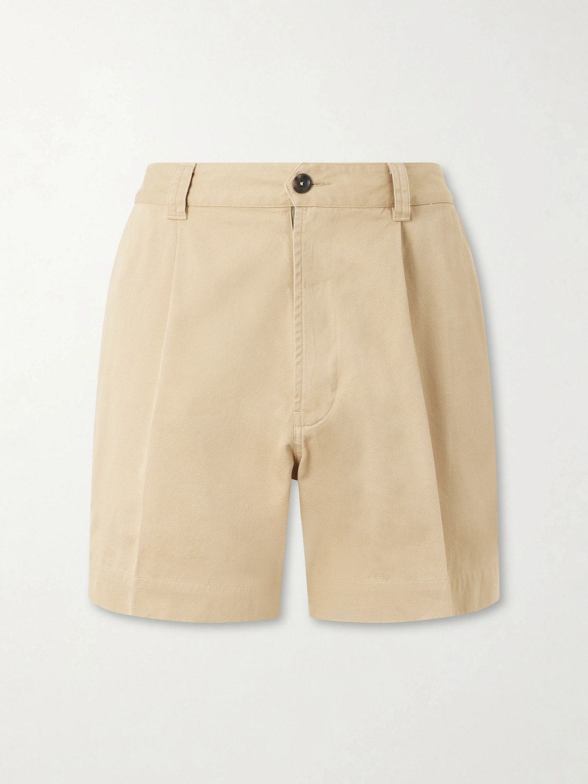 Straight-Leg Pleated Cotton Twill Chino Shorts