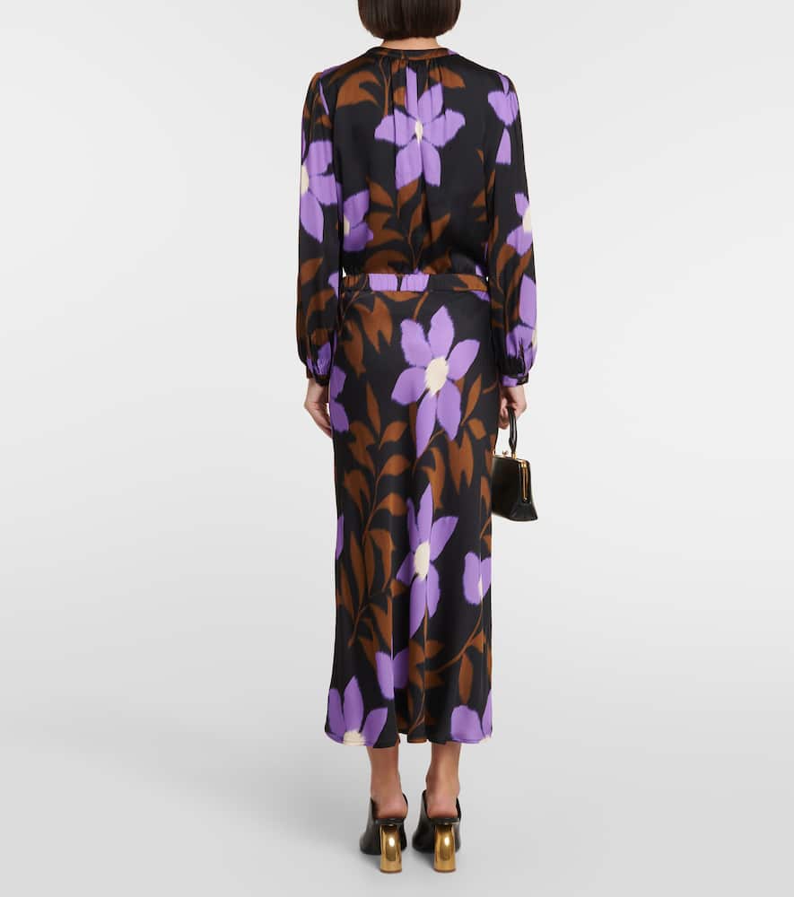 Velvet Printed satin wrap dress