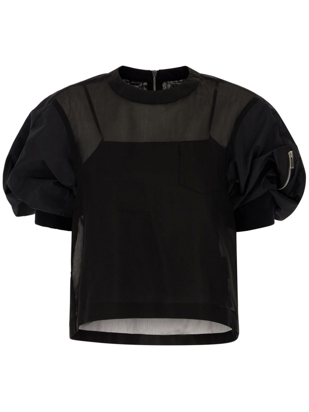 Cotton-blend blouse - Black