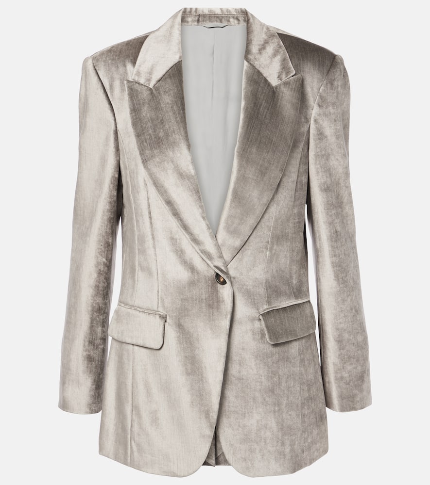 Cotton-blend velvet blazer