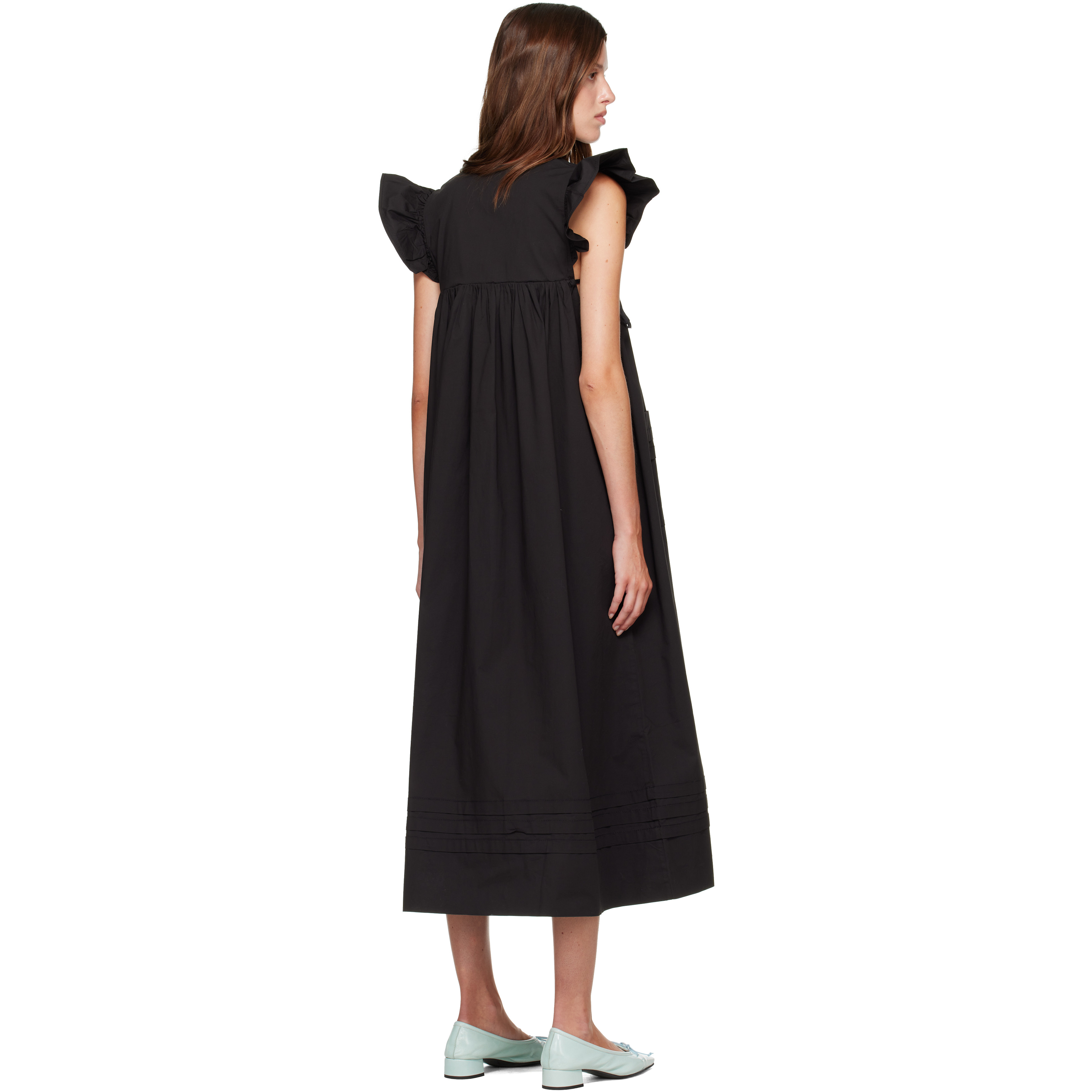 Black Stretch Cotton Angel Maxi Dress