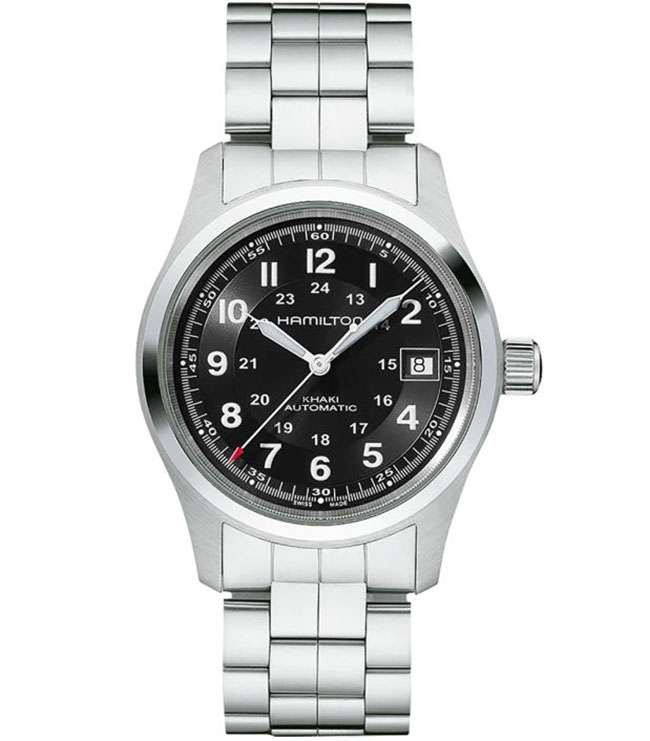 Khaki Field Auto Black Dial Stainless Steel Watch, 38mm
