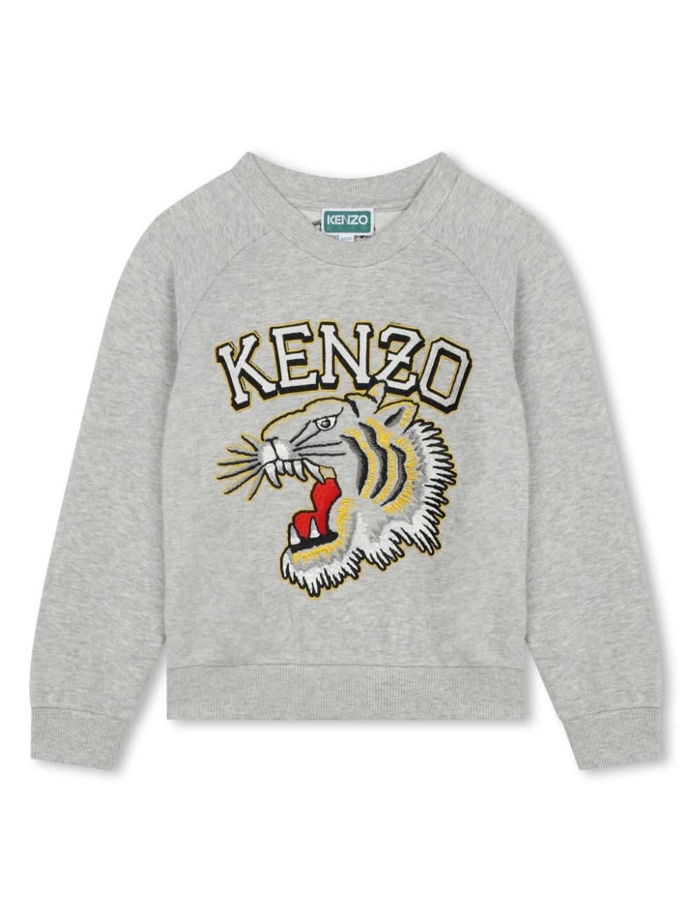 Kotora tiger-embroidered cotton sweatshirt - Grey