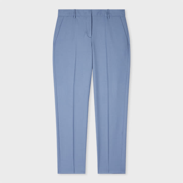 A Suit To Travel In - Women's Dusty Blue Slim-Fit Wool Trousers