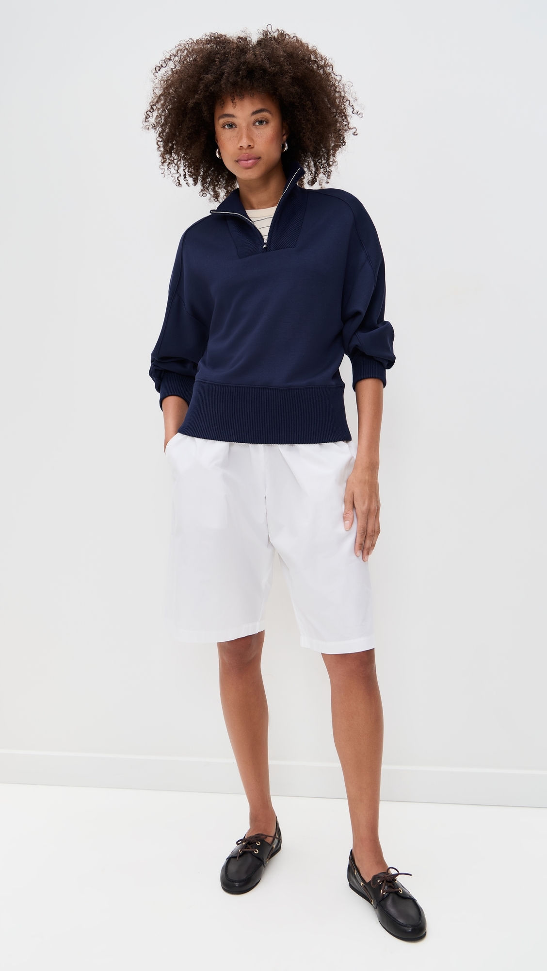 Thea Quarter-Zip Pullover Navy