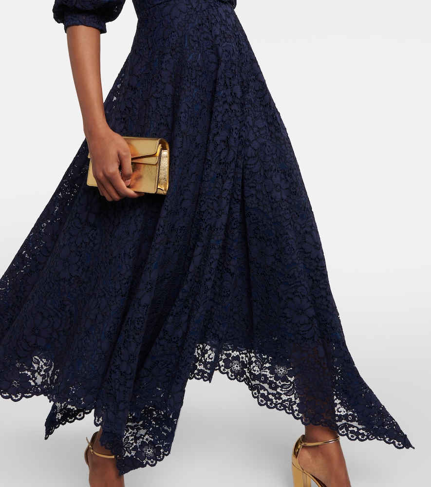 Belted lace midi dress