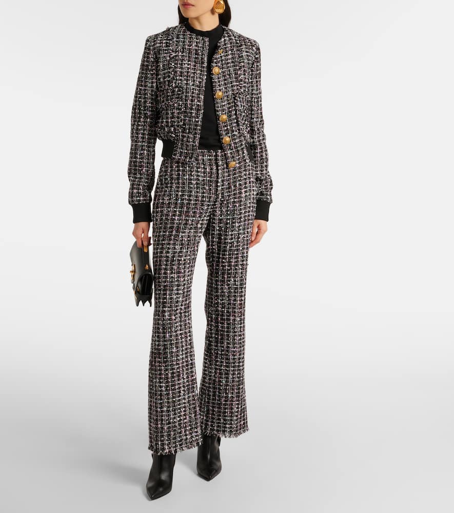 High-rise tweed flared pants