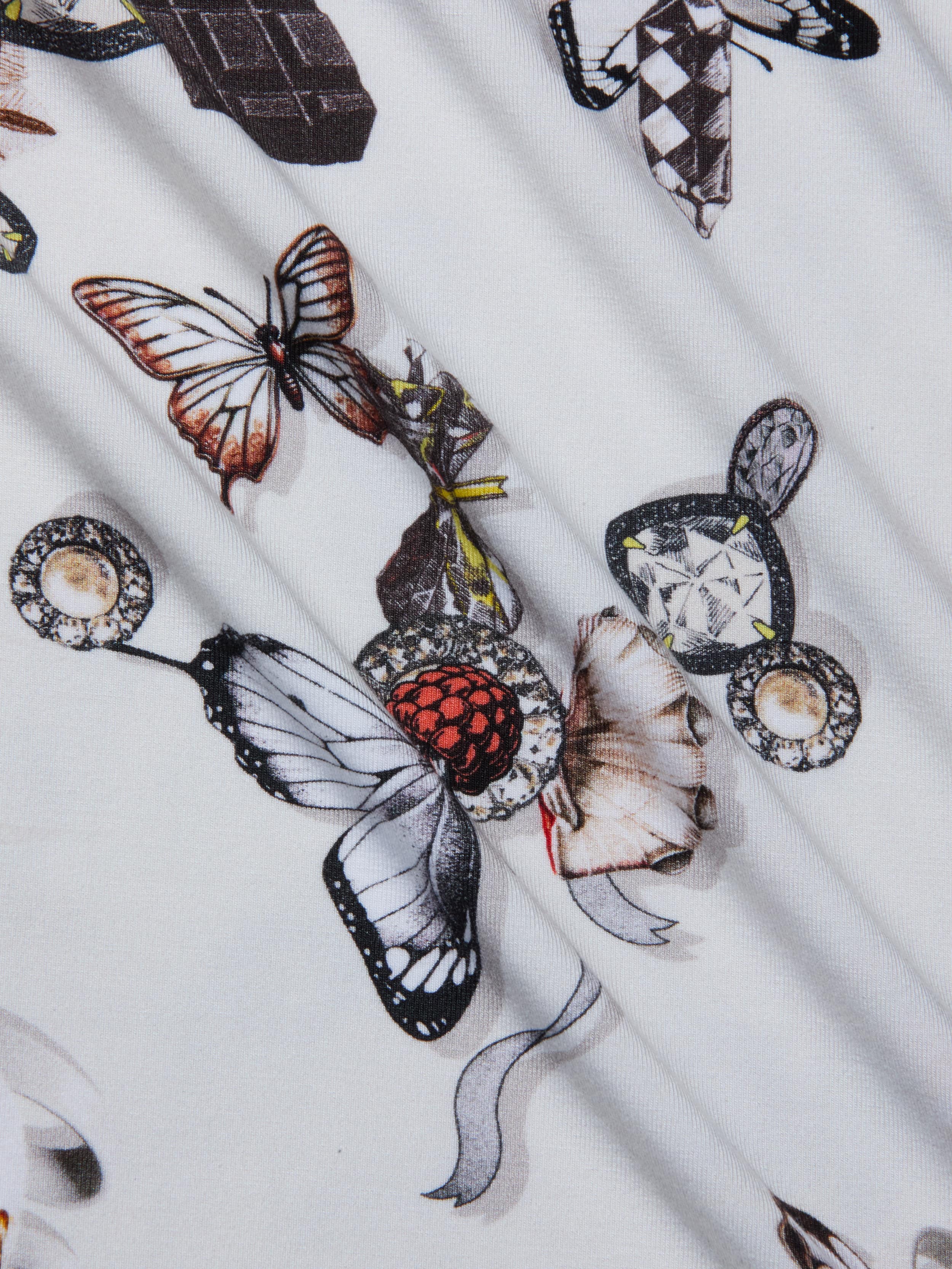 Ressi Fitted T-Shirt In Ecru Multi Lock Butterfly