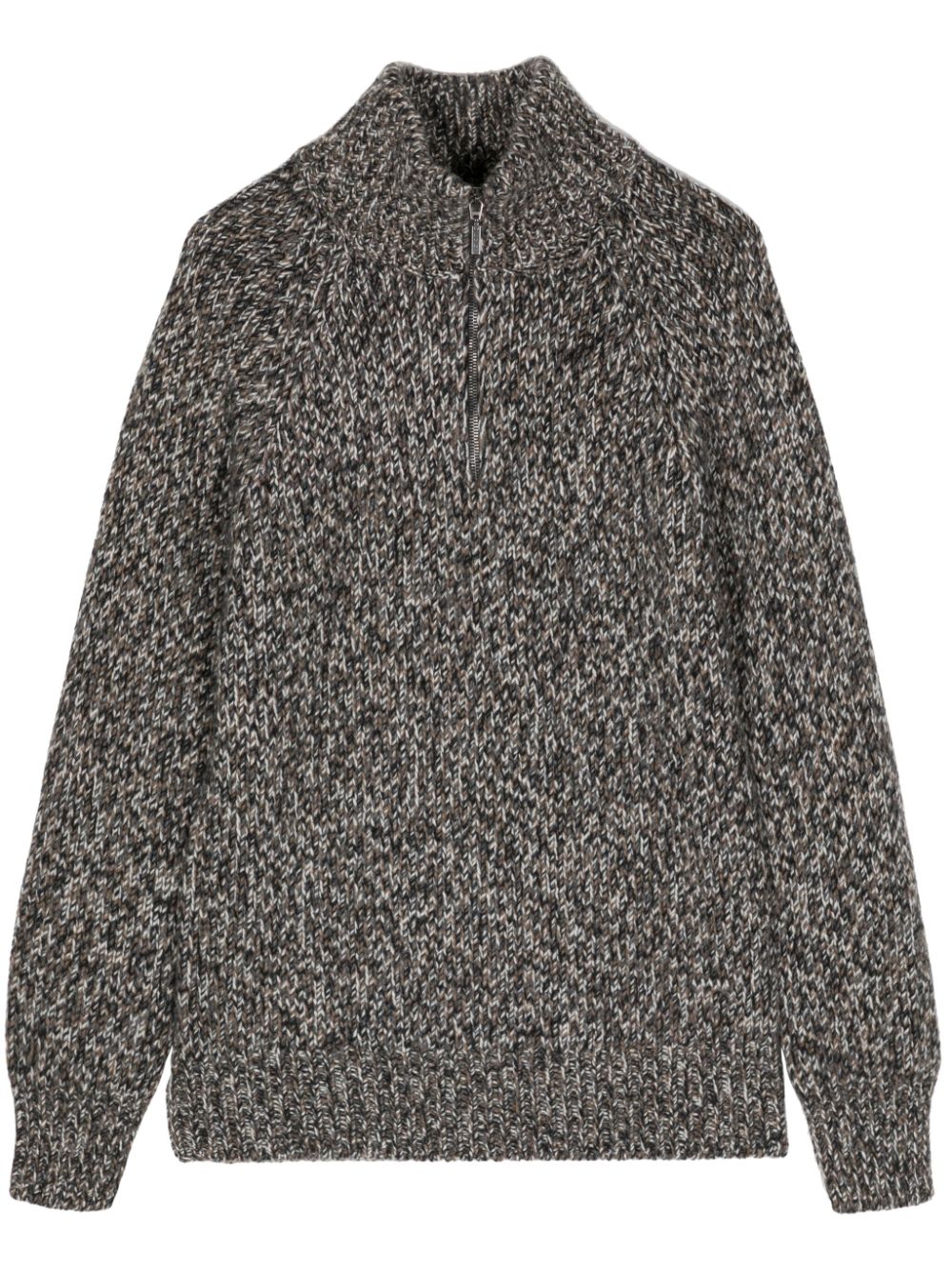 Half-zip wool-silk jumper - Black