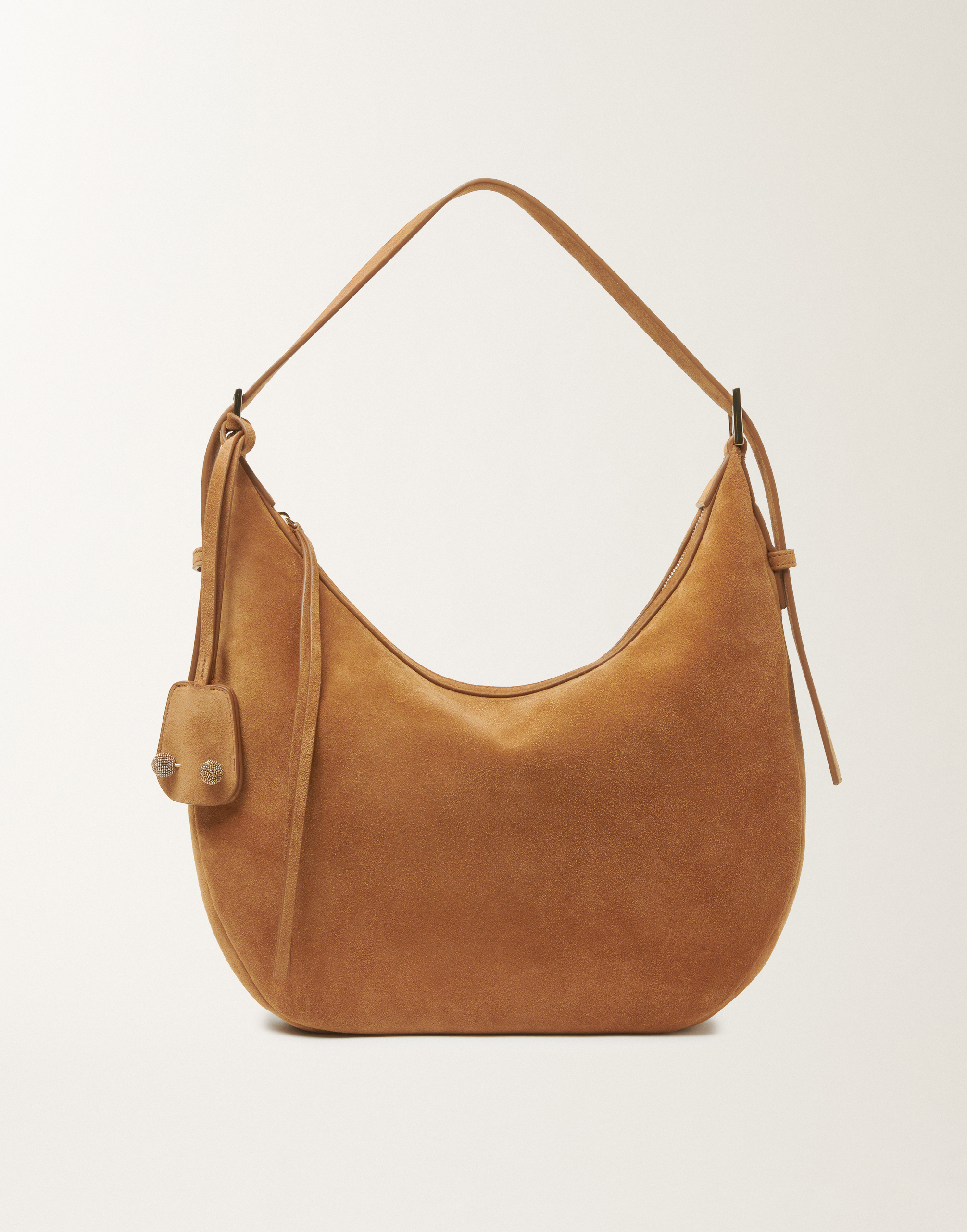 Suede and wicker hobo bag