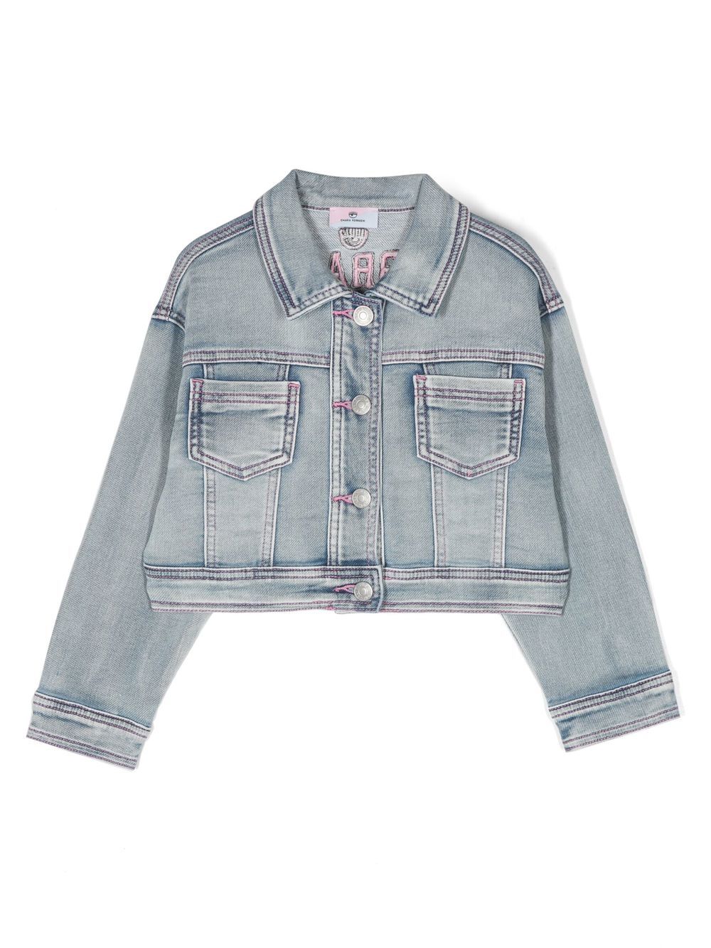 Logo-embroidered denim jacket - Blue