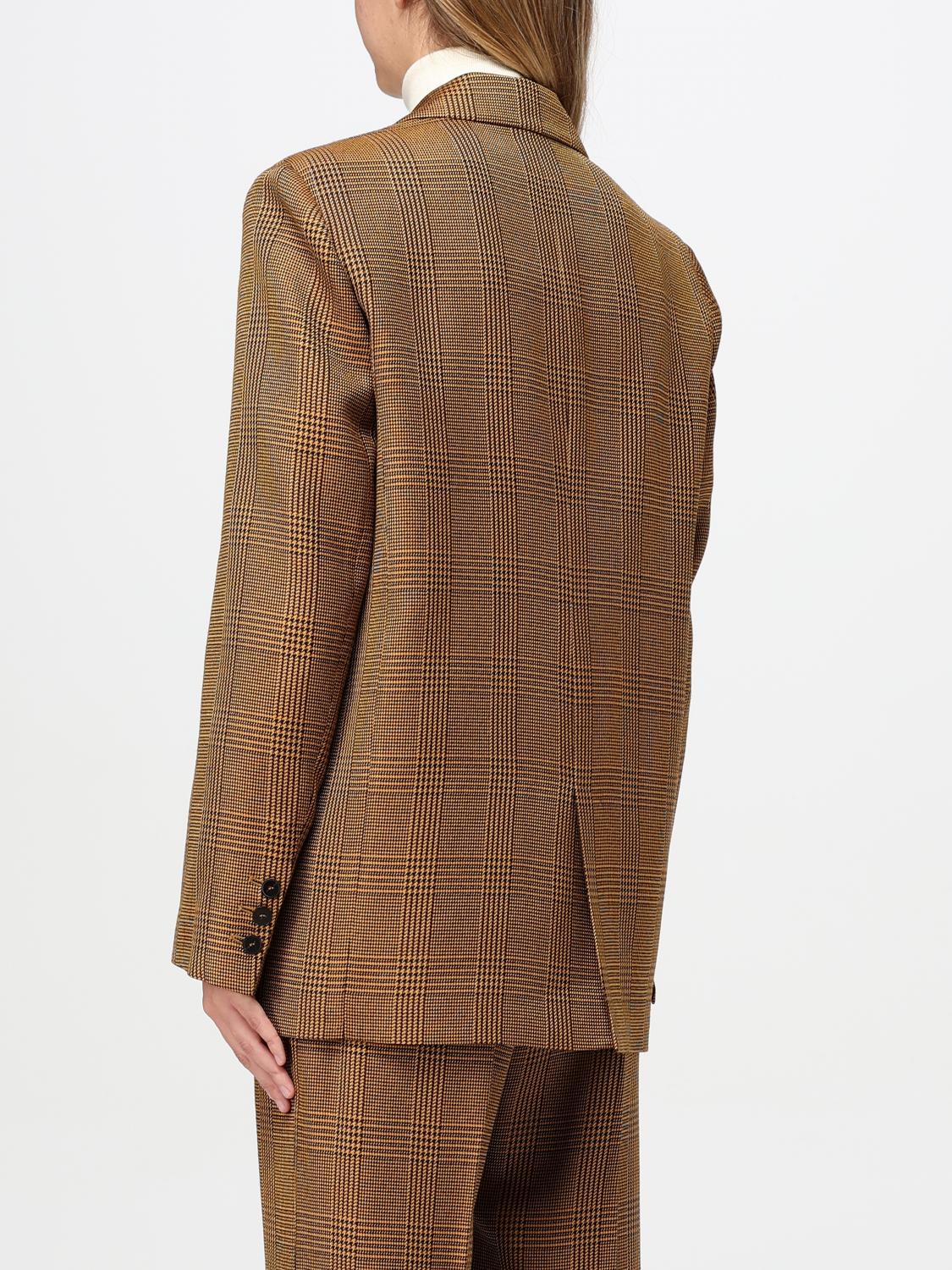 Single-breasted checked blazer - Brown