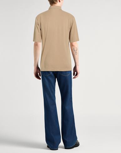 Selezione Man Shirt Camel Size L Cotton, Silk