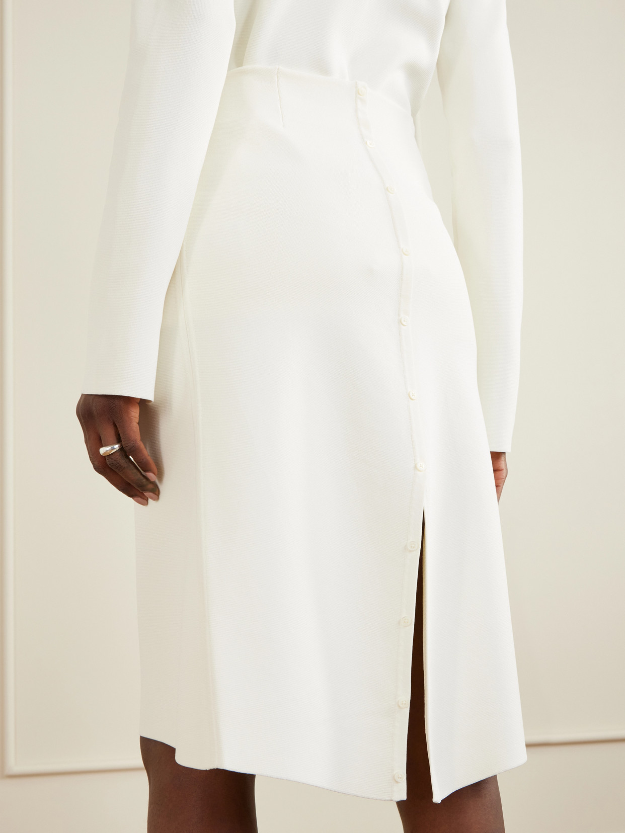 Jersey Midi Skirt - White