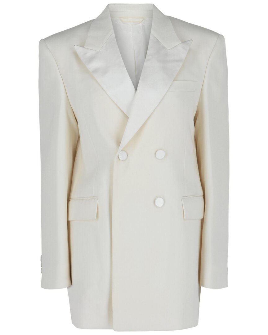 Double-Breasted Satin Trimmed Wool Jacket
