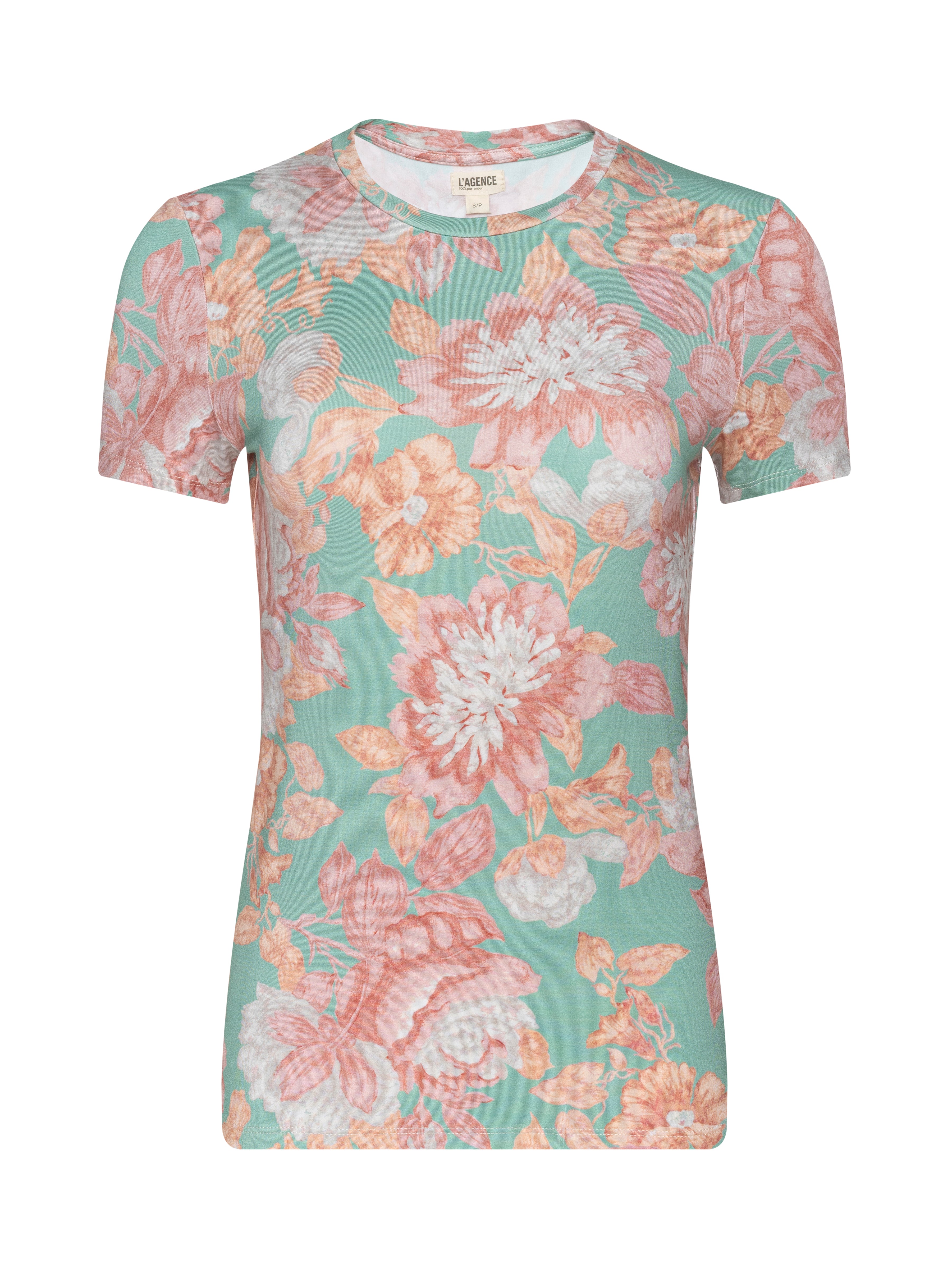 Ressi Fitted T-Shirt In Multi Soft Pastel Vintage Floral