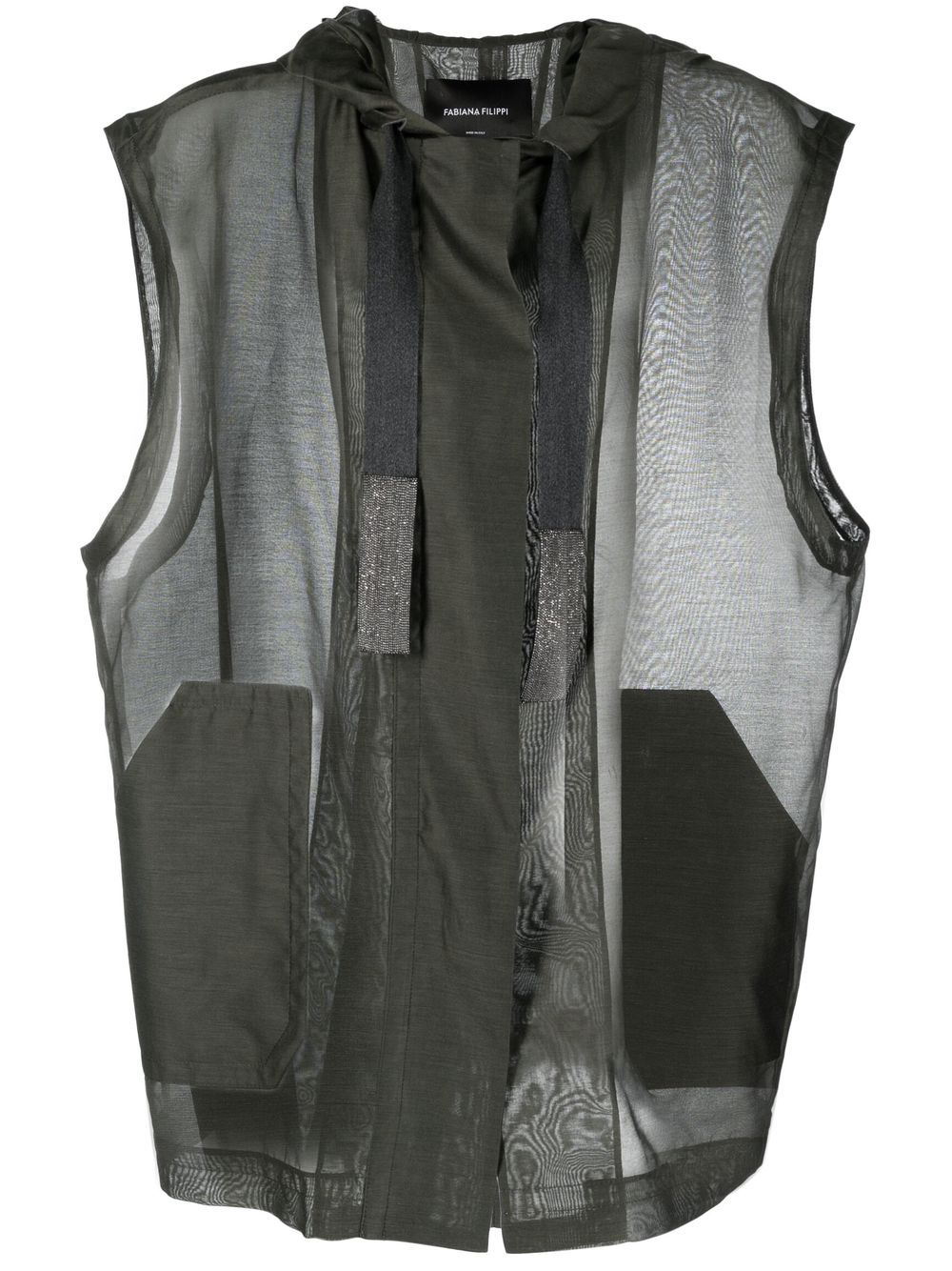 Panelled hooded vest - Green