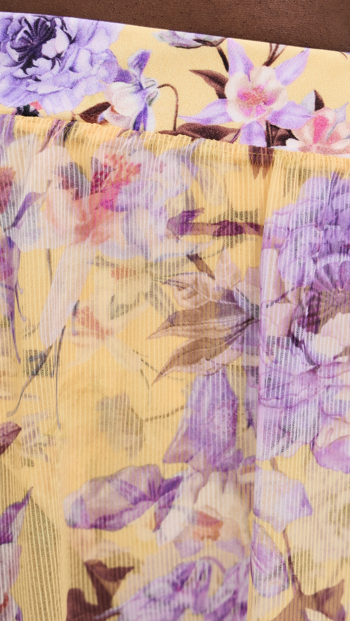 Peony Print Lycra Maxi Skirt Yellow