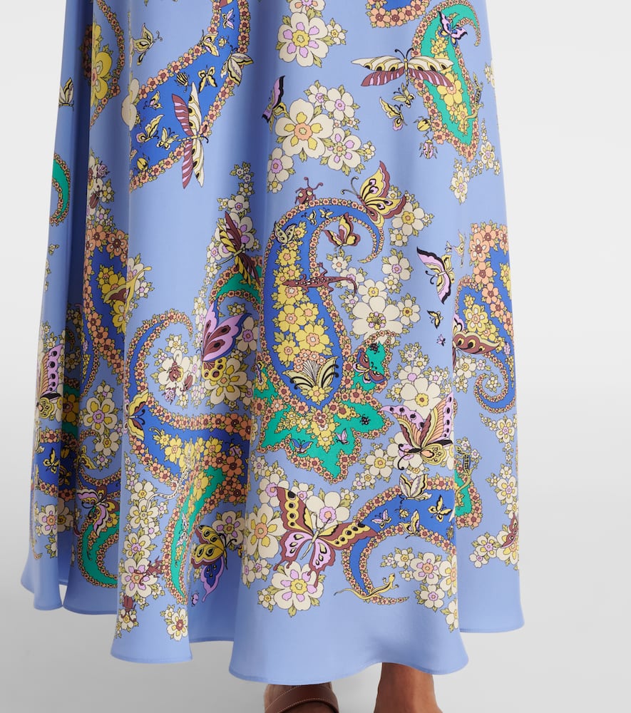Floral silk maxi skirt