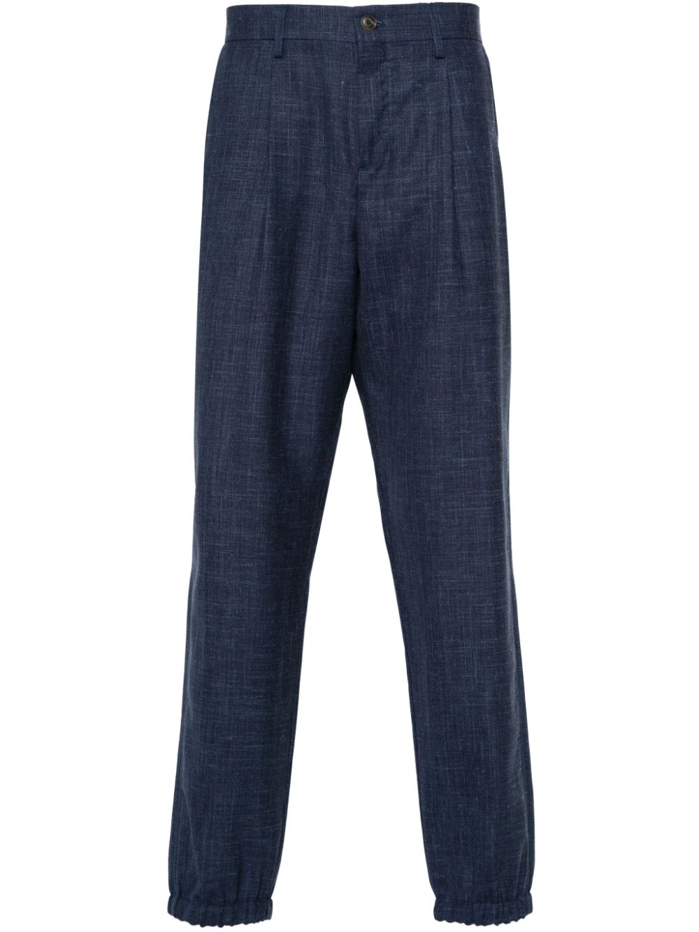 Chambray wool-blend trousers - Blue