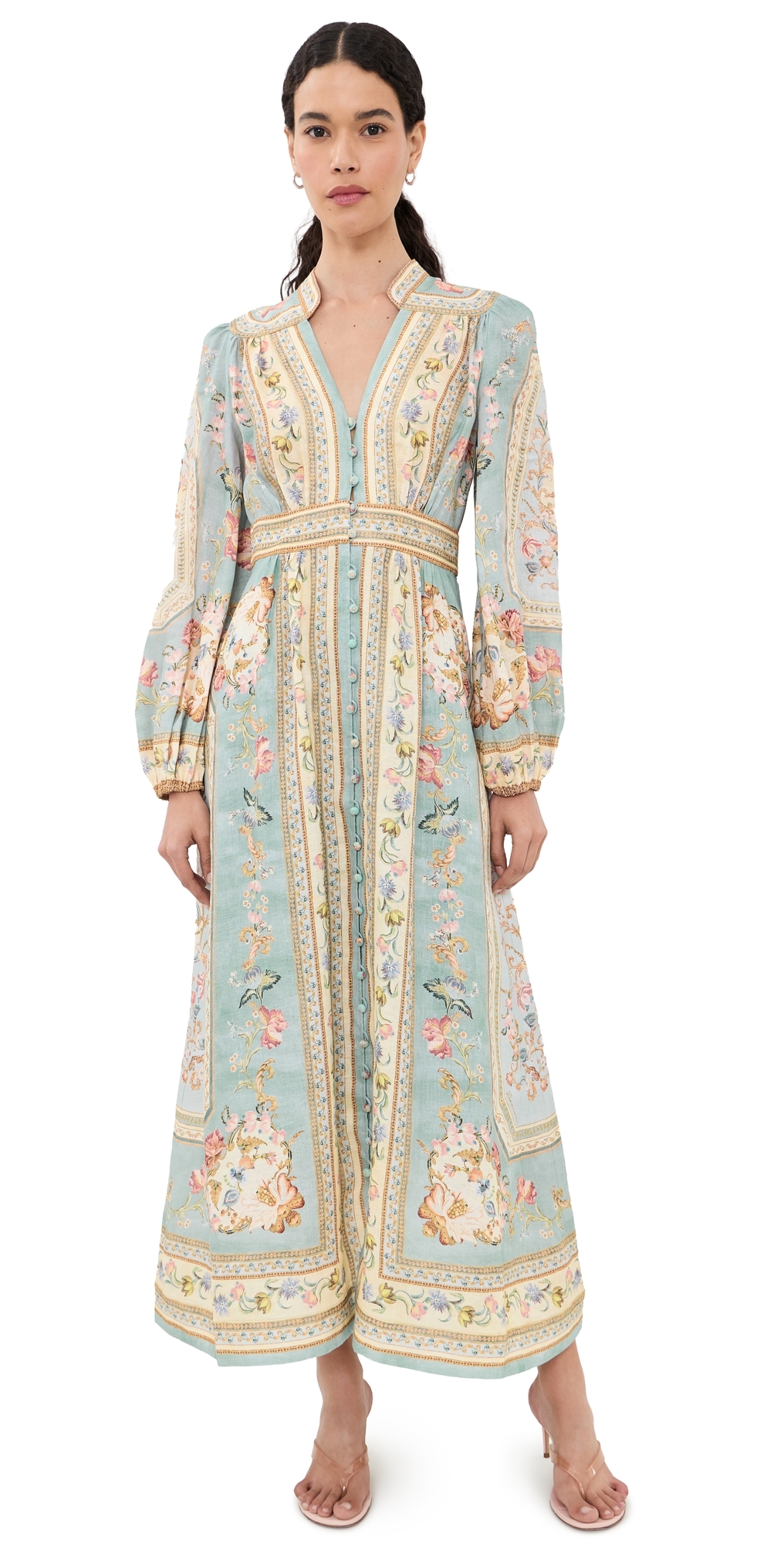 Roselight Plunge Dress Blue Tapestry Floral
