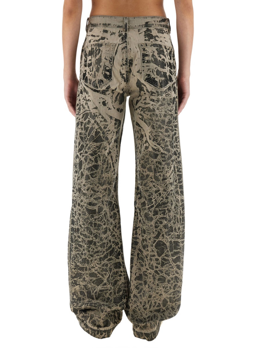 Black Printed Relaxed Mid Rise Jeans