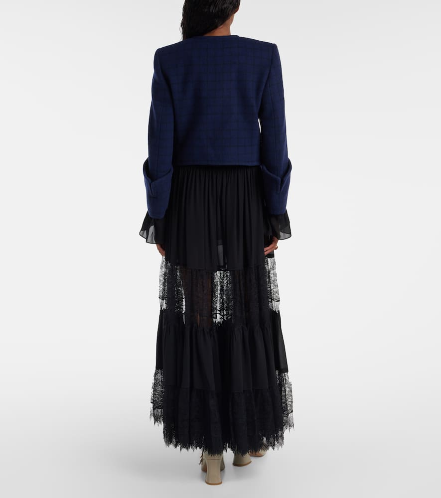 Chloé Checked cropped wool-blend jacket