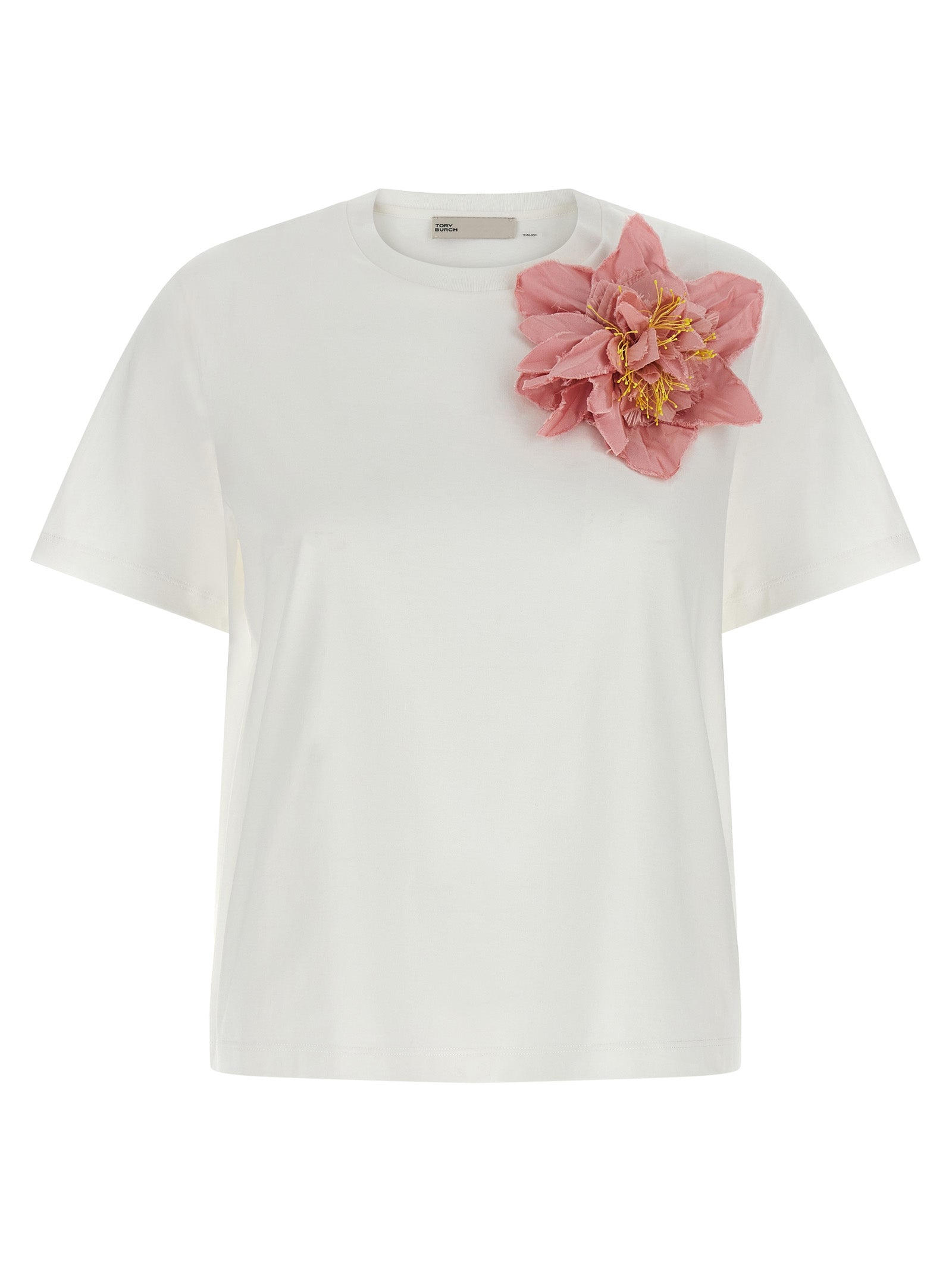 Floral Appliqué T-Shirt — White