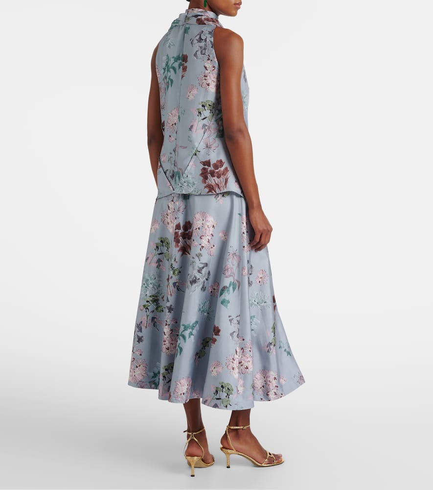 Varda floral silk midi skirt