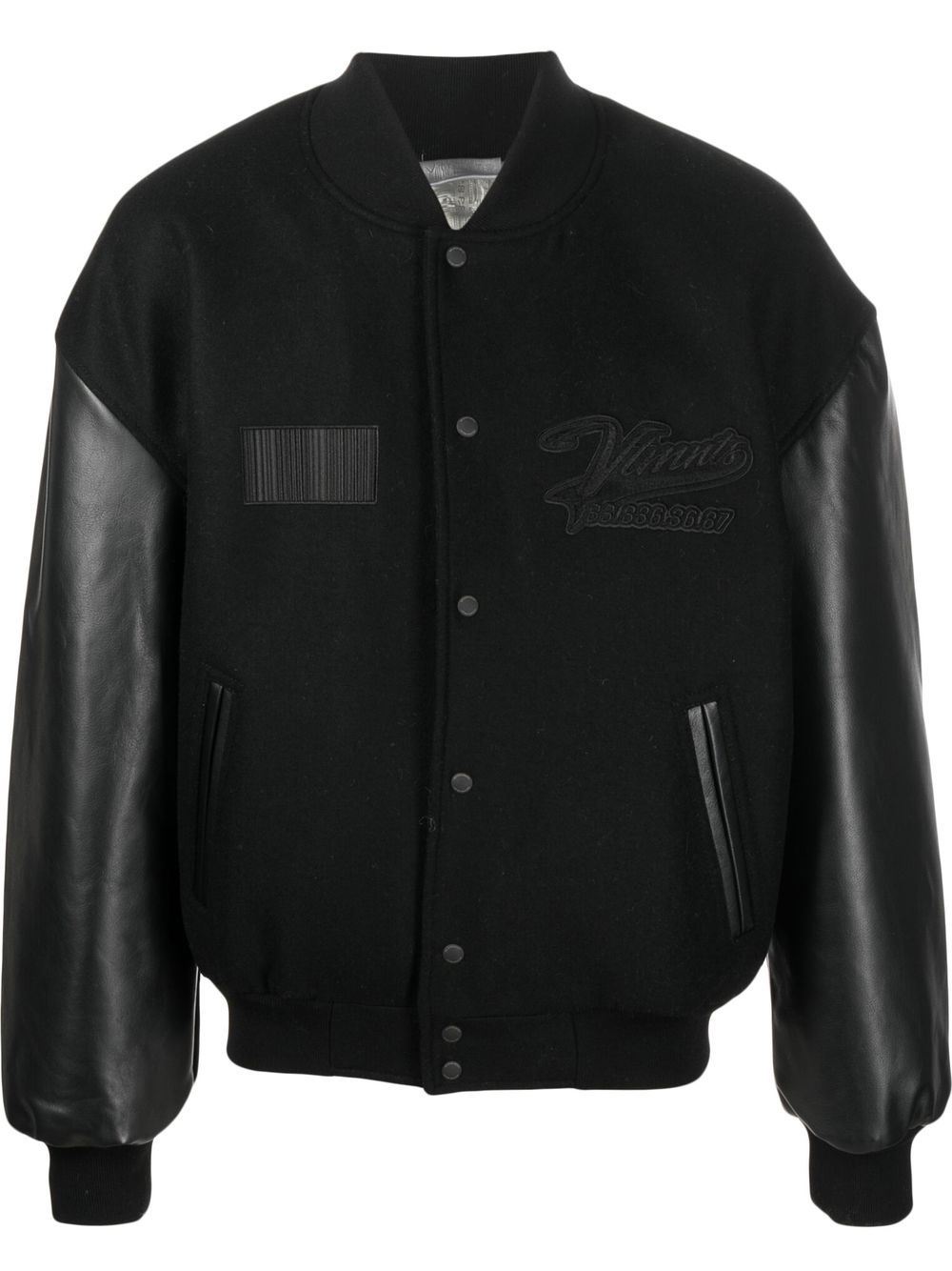 Logo-patch long-sleeve bomber jacket - Black