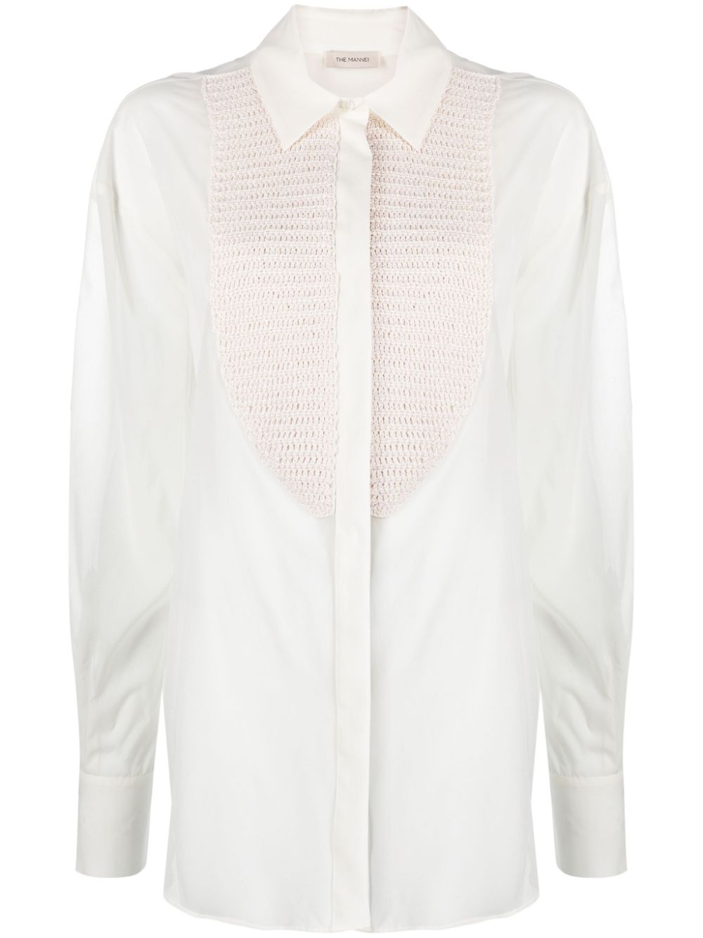 Tebulos knitted-panel shirt - Neutrals