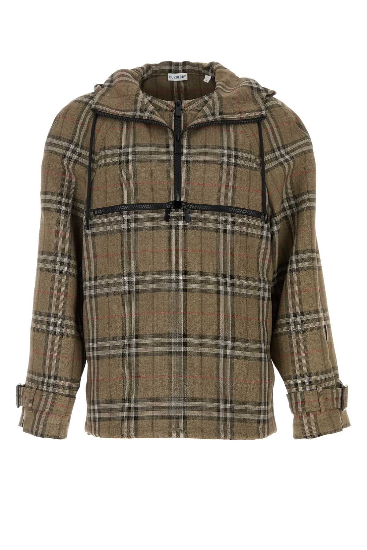 Brushed Check Viscose-Silk Jacket — Beige