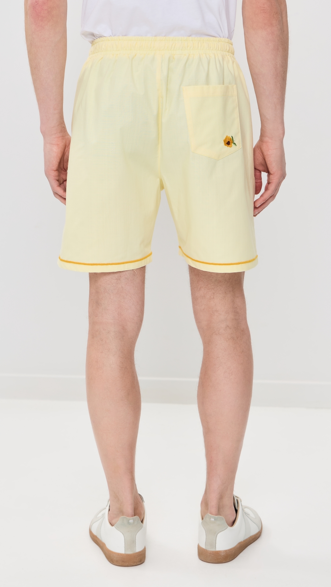 Talha Embroidered Linen Shorts 6 Light Yellow