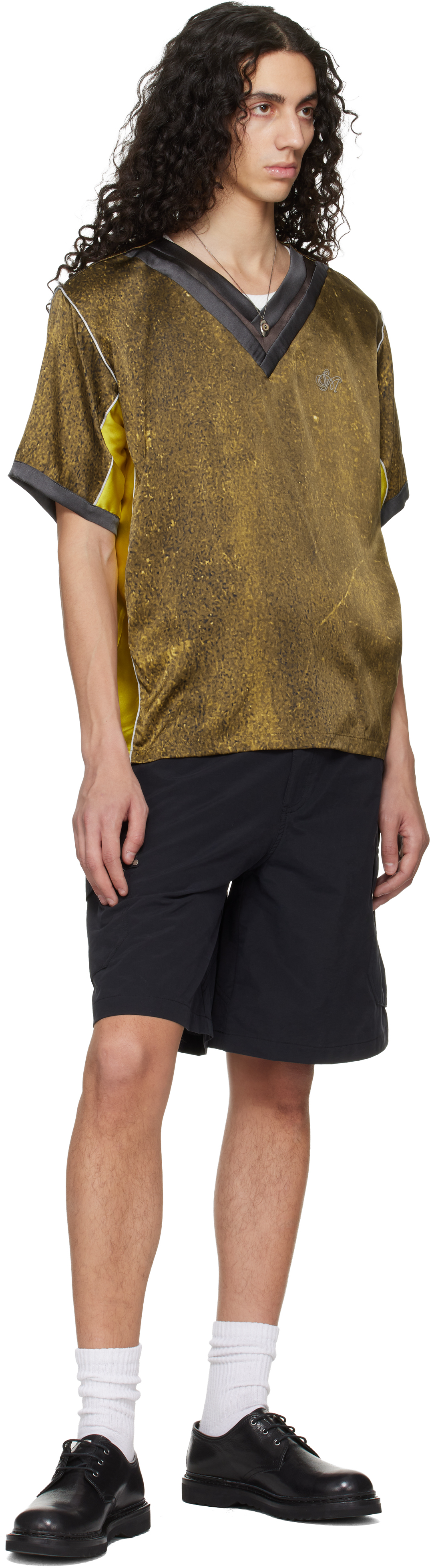 Black Riveted Nylon Cargo Shorts