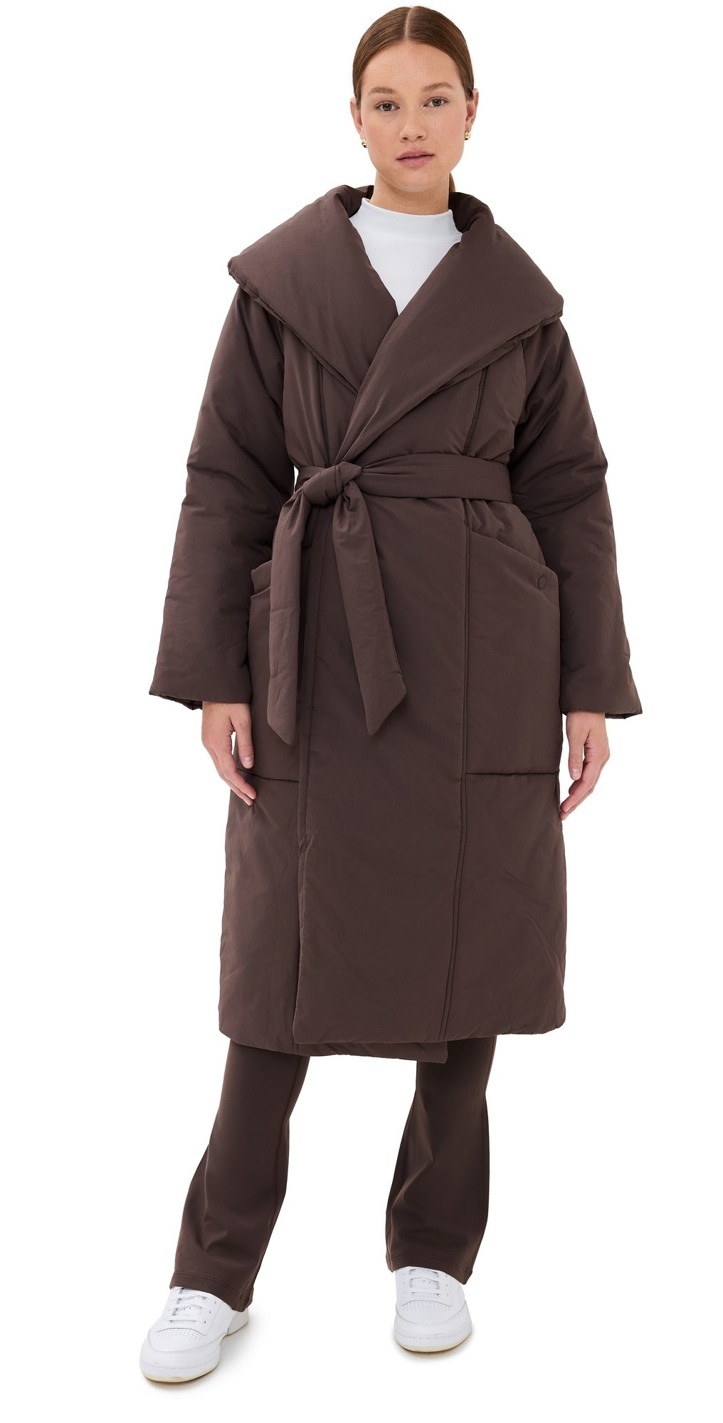 Ana Long Wrap Puffer Coat Coffee Bean
