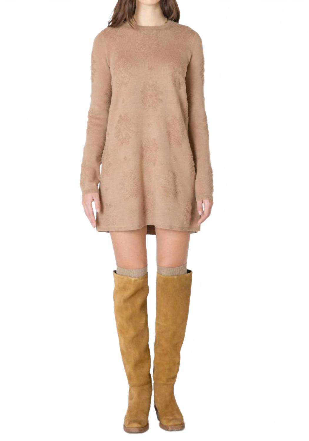 Patterned Sweater Dress In Toffee
