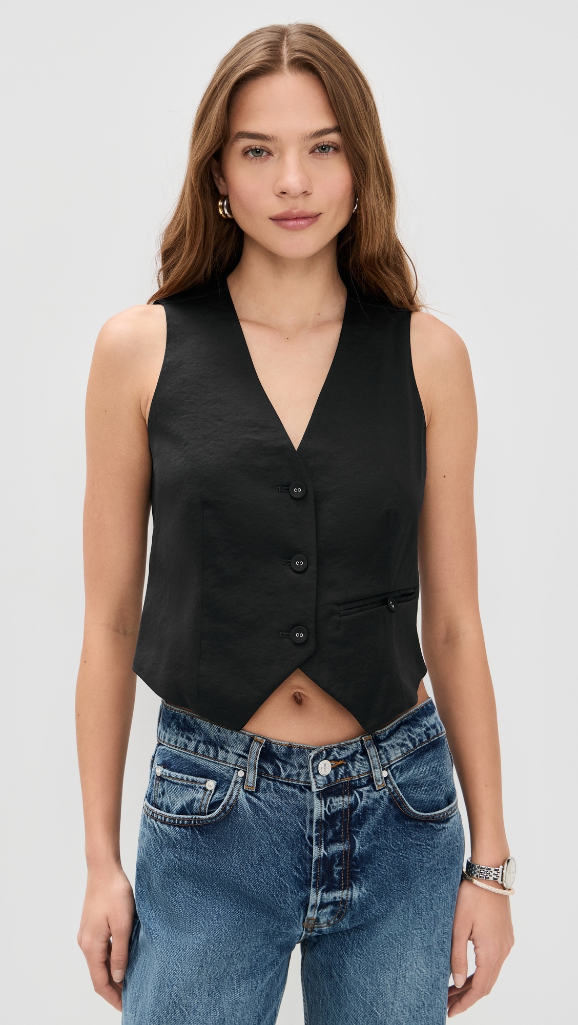 Simone Satin Vest Ivory