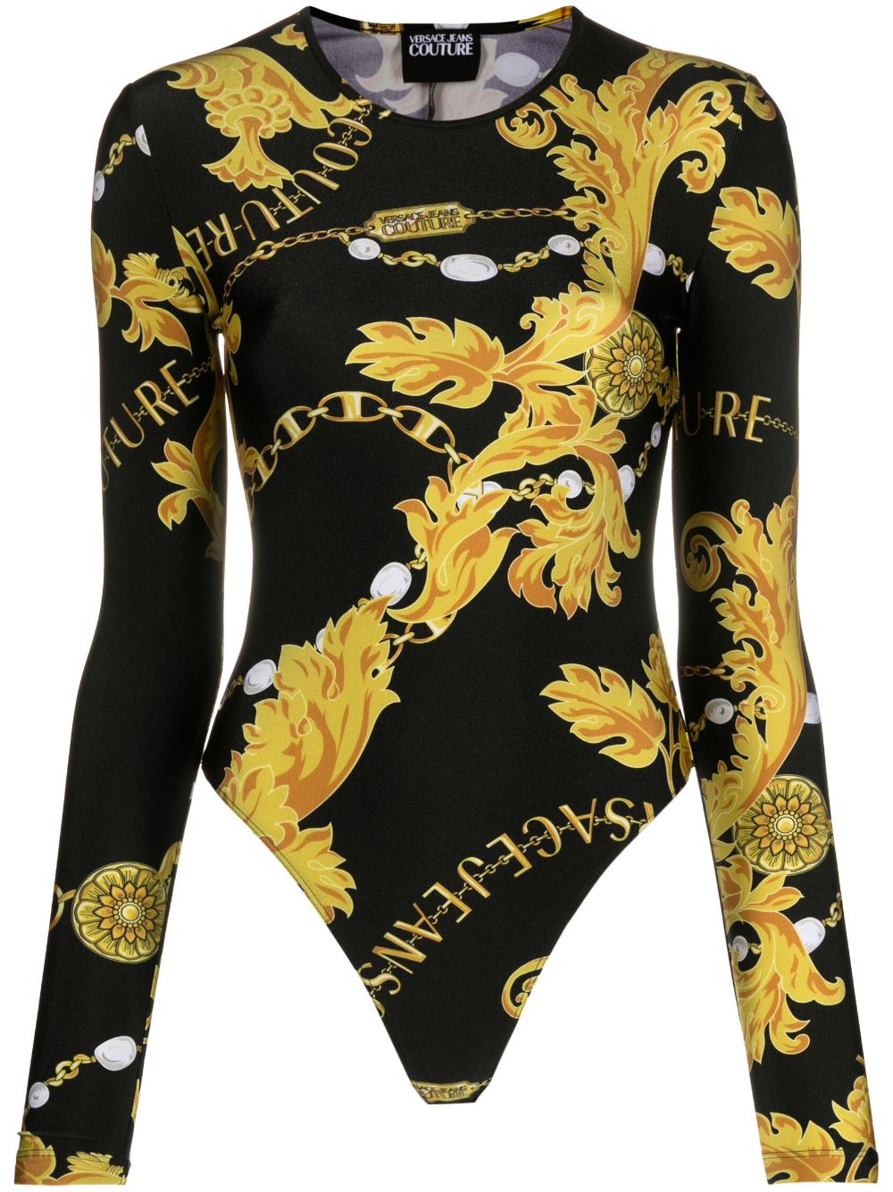 Baroque-print bodysuit - Black
