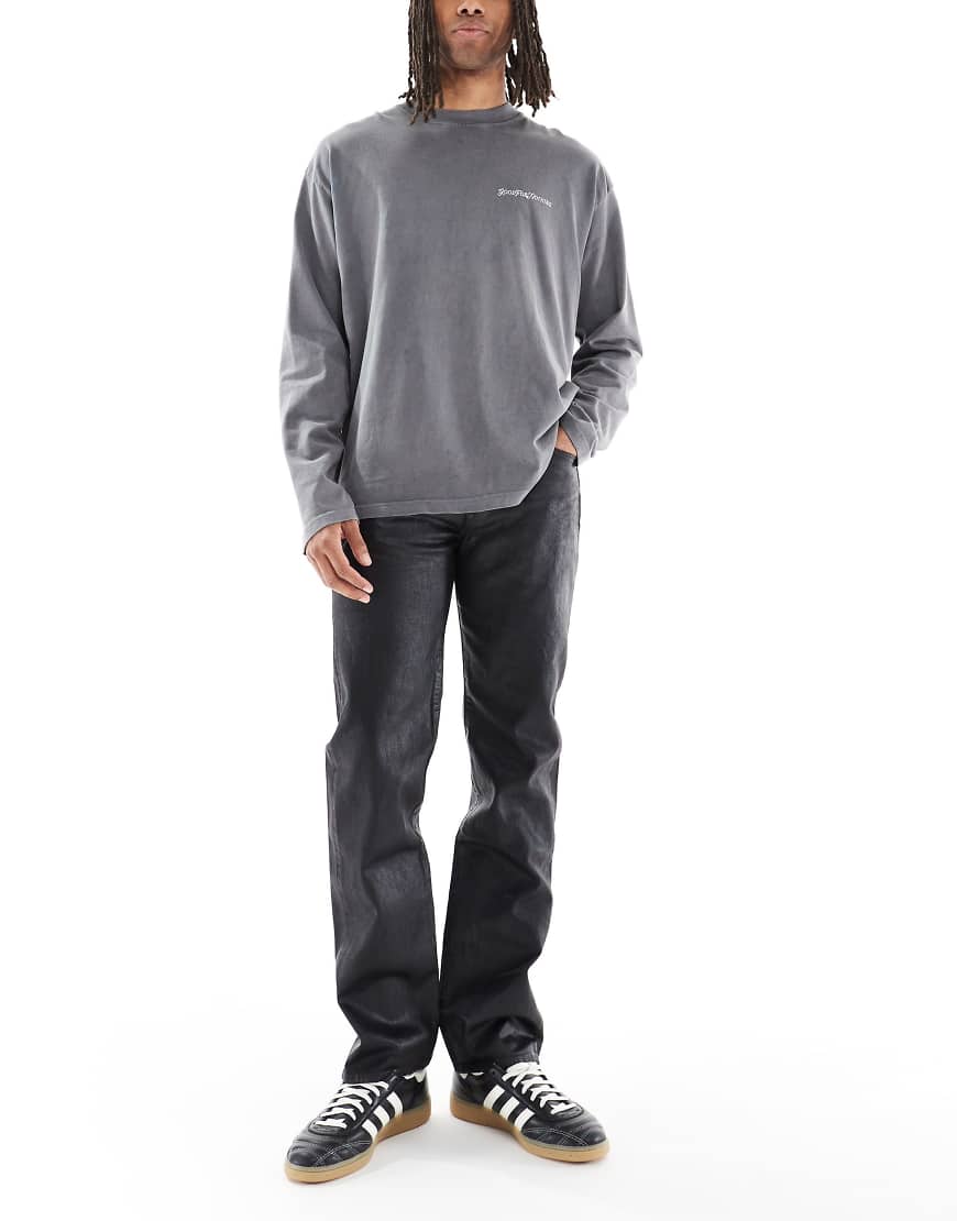 501 original straight fit jeans in black coated