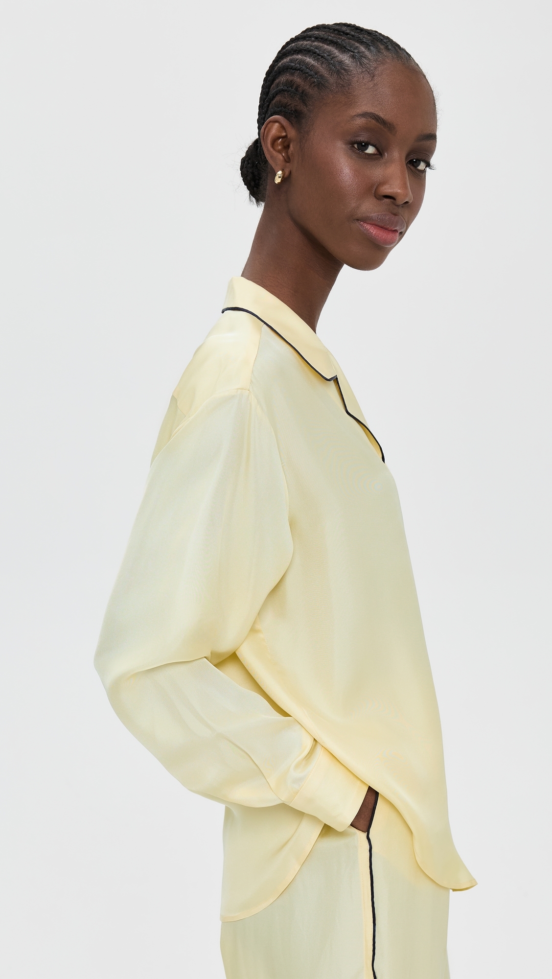 Notched Collar Shirt Butter/Black