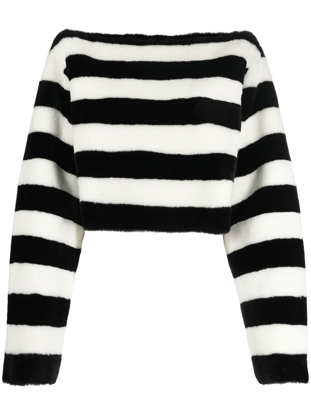 Boat-neck striped jumper - Black